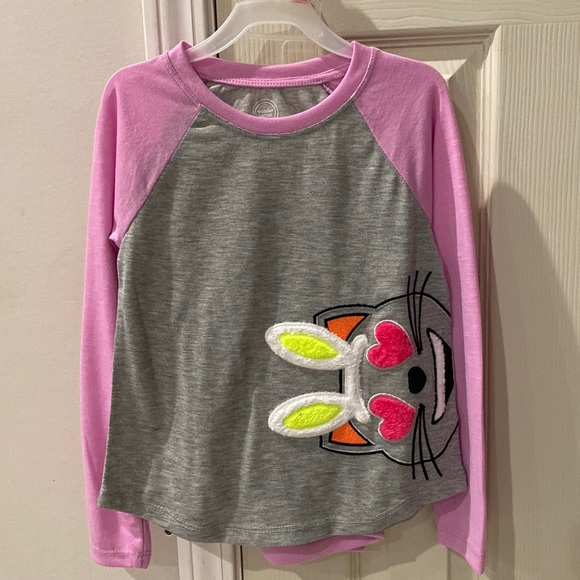 New Girls Knit gray/Purple Bunny Pajamas Set 6-6X